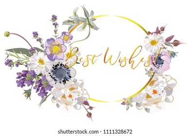 Series of greeting backgrounds with summer and spring flowers. Floral decorations with peonies, roses and daisies. Vector illustration.