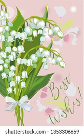 Series of greeting backgrounds with summer and spring flowers. Floral decorations with lilies of  the valley. Vector illustration. 