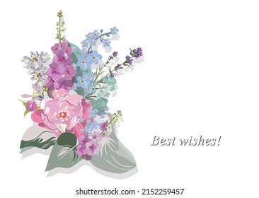 Series of greeting backgrounds with summer and spring flowers for wedding decoration, Valentine's Day, sales and other events .  Vector illustrations.