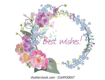 Series of greeting backgrounds with summer and spring flowers for wedding decoration, Valentine's Day, sales and other events . Hand drawn vector illustrations.