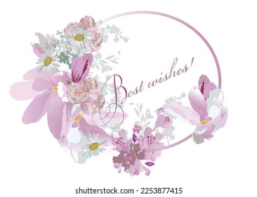Serie de experiencias de bienvenida con flores de verano y primavera para la decoración de bodas, el Día de San Valentín, ventas y otros eventos . Decoración floral con magnolias. Ilustración vectorial. 