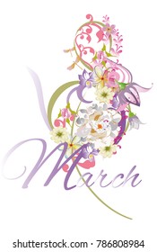 Series of greeting backgrounds with summer and spring flowers. Floral decorations with peonies, roses and dahlias. Vector illustration. 