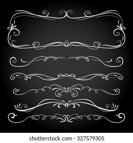 series of hand drawn retro old-fashioned vector frame and line dividers line nails hand antique border rich drawn medieval darkness ornate gold beauty set science twist ornamental classic vortex flag