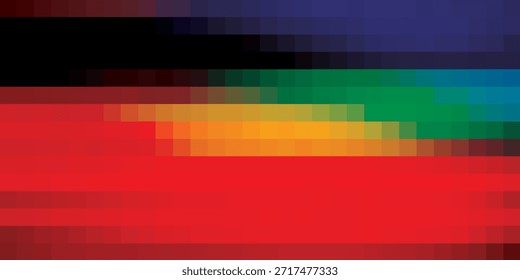 Una serie de bandas Horizontales en rojo, naranja, amarillo, verde y azul, creando un patrón abstracto visualmente llamativo.