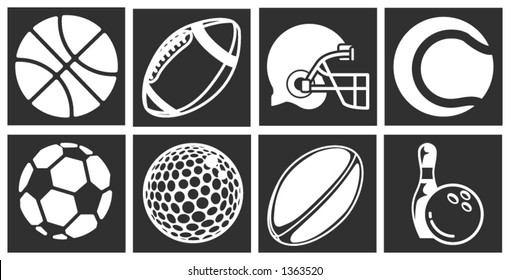 series of icons or design elements relating to sports