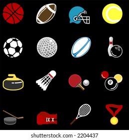 series of icons or design elements relating to sports