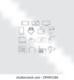 series icons vector set and mobile devices
