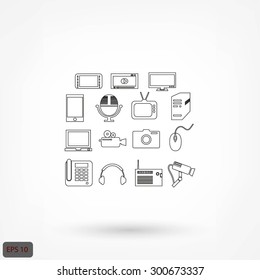 series icons vector set and mobile devices