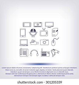 series icons vector set and mobile devices