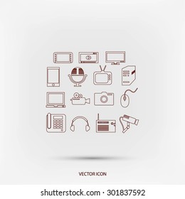 series icons vector set and mobile devices