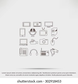 series icons vector set and mobile devices