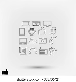 series icons vector set and mobile devices
