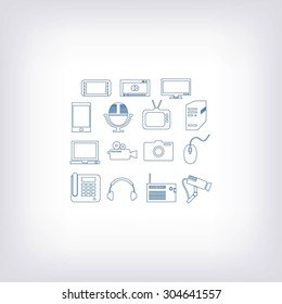 series icons vector set and mobile devices