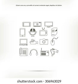 series icons vector set and mobile devices