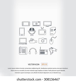 series icons vector set and mobile devices