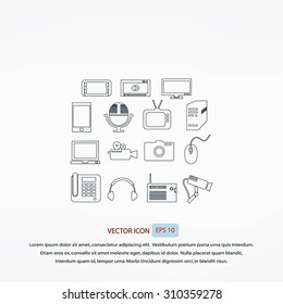 series icons vector set and mobile devices