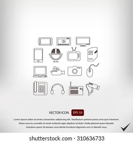series icons vector set and mobile devices