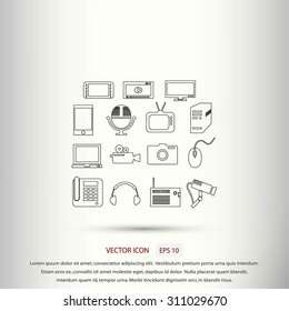 series icons vector set and mobile devices