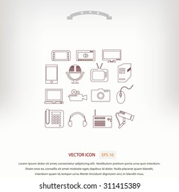 series icons vector set and mobile devices