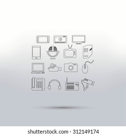 series icons vector set and mobile devices