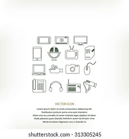 series icons vector set and mobile devices