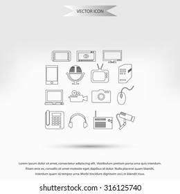 series icons vector set and mobile devices