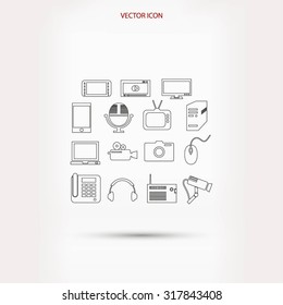series icons vector set and mobile devices