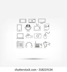 series icons vector set and mobile devices