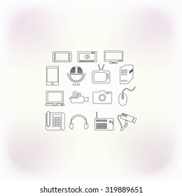 series icons vector set and mobile devices