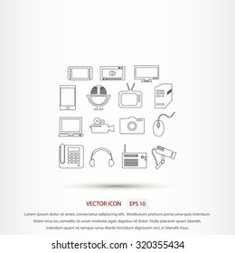 series icons vector set and mobile devices