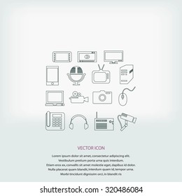 series icons vector set and mobile devices