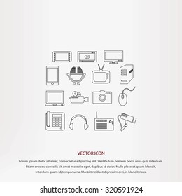 series icons vector set and mobile devices