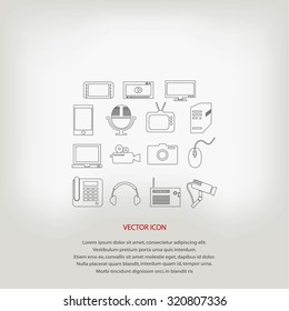 series icons vector set and mobile devices