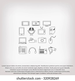 series icons vector set and mobile devices