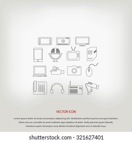 series icons vector set and mobile devices
