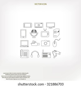 series icons vector set and mobile devices