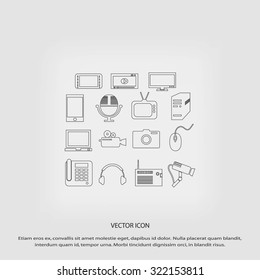 series icons vector set and mobile devices