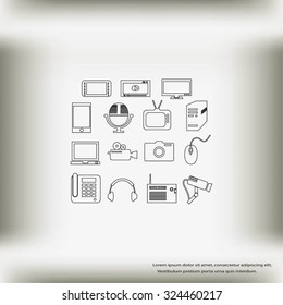 series icons vector set and mobile devices