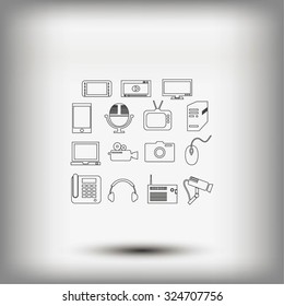 series icons vector set and mobile devices