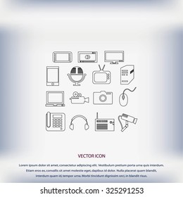 series icons vector set and mobile devices