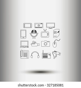 series icons vector set and mobile devices