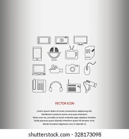 series icons vector set and mobile devices