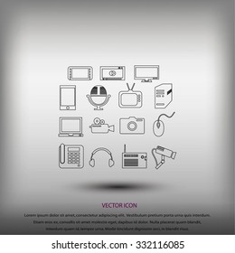 series icons vector set and mobile devices