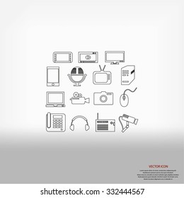 series icons vector set and mobile devices