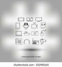 series icons vector set and mobile devices