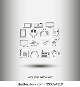 series icons vector set and mobile devices