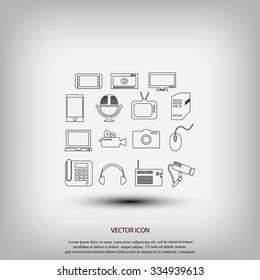 series icons vector set and mobile devices
