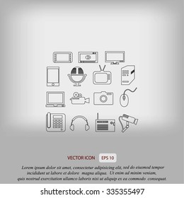 series icons vector set and mobile devices