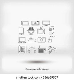 series icons vector set and mobile devices