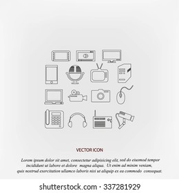 series icons vector set and mobile devices